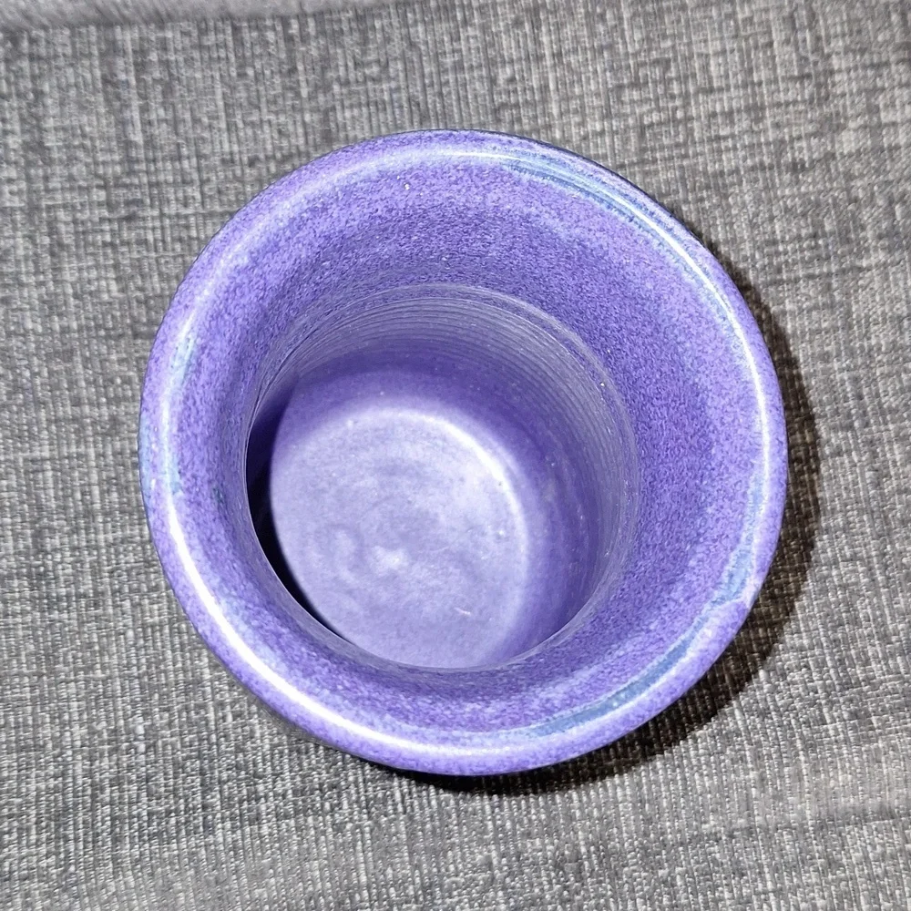 Vintage Studio Pottery Flower Vase, Blue, Signed,